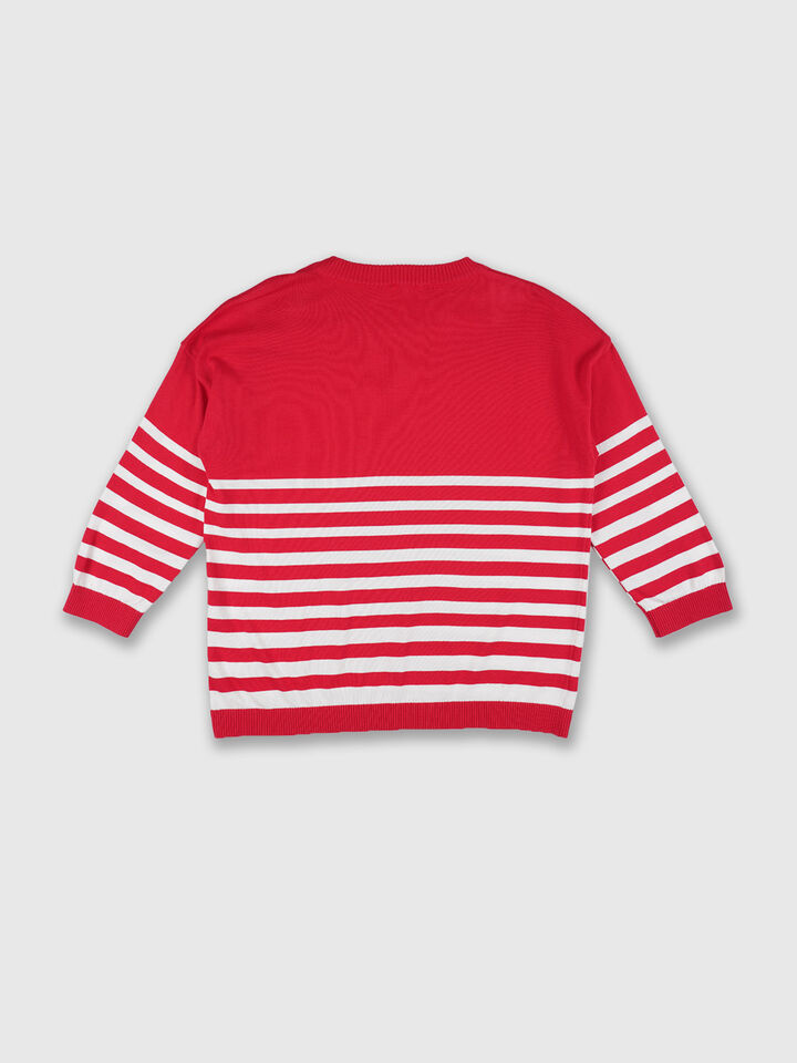 Full Sleeve Stripe Button Shoulder Tricot Top image number 6